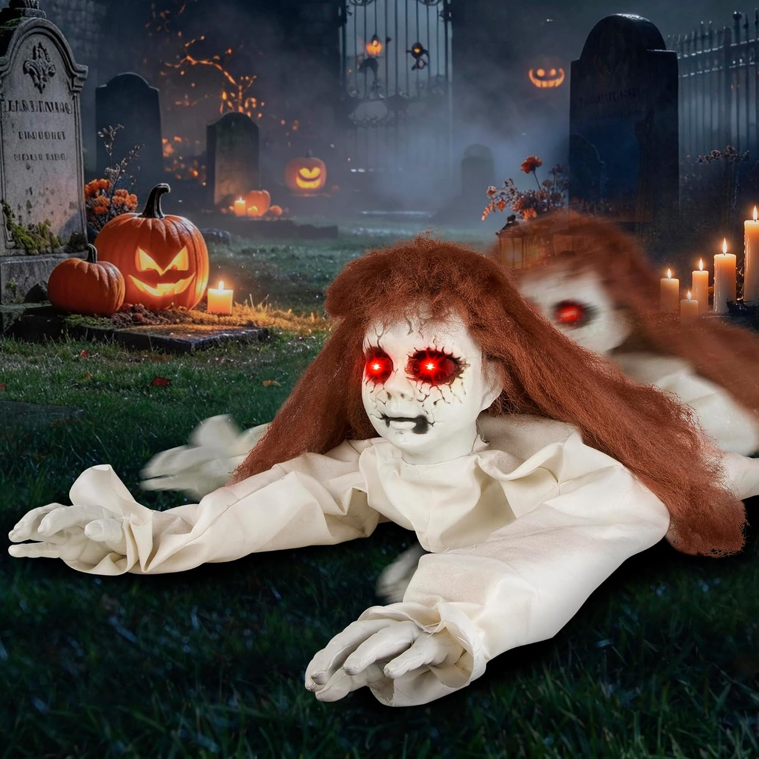 Halloween Crawling Ghost Animatronic Scary Animated Prop Decoration