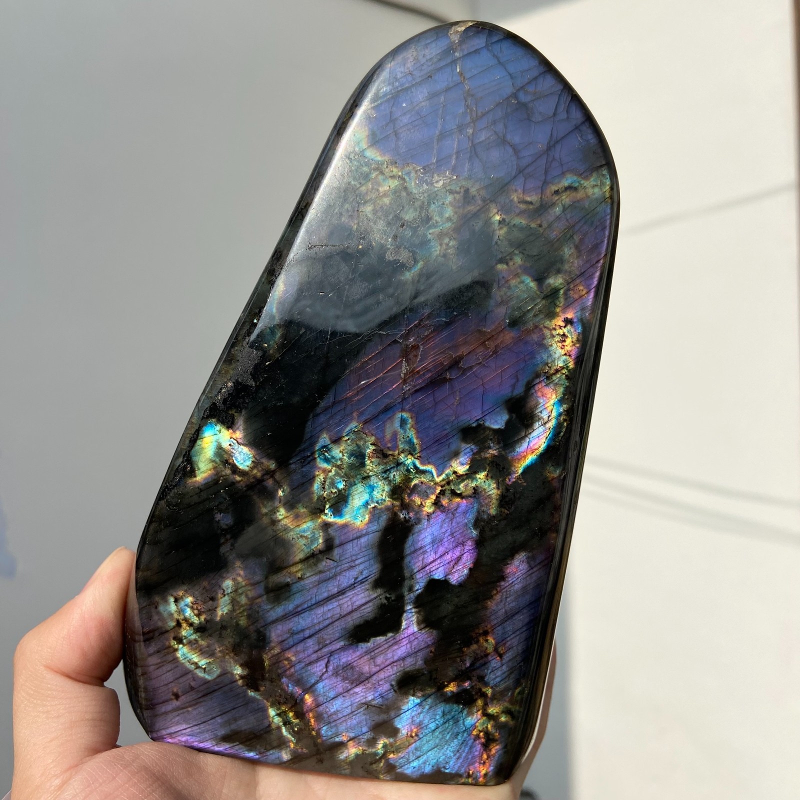 3.2lb Natural labradorite quartz crystal freeform polished specimen healing
