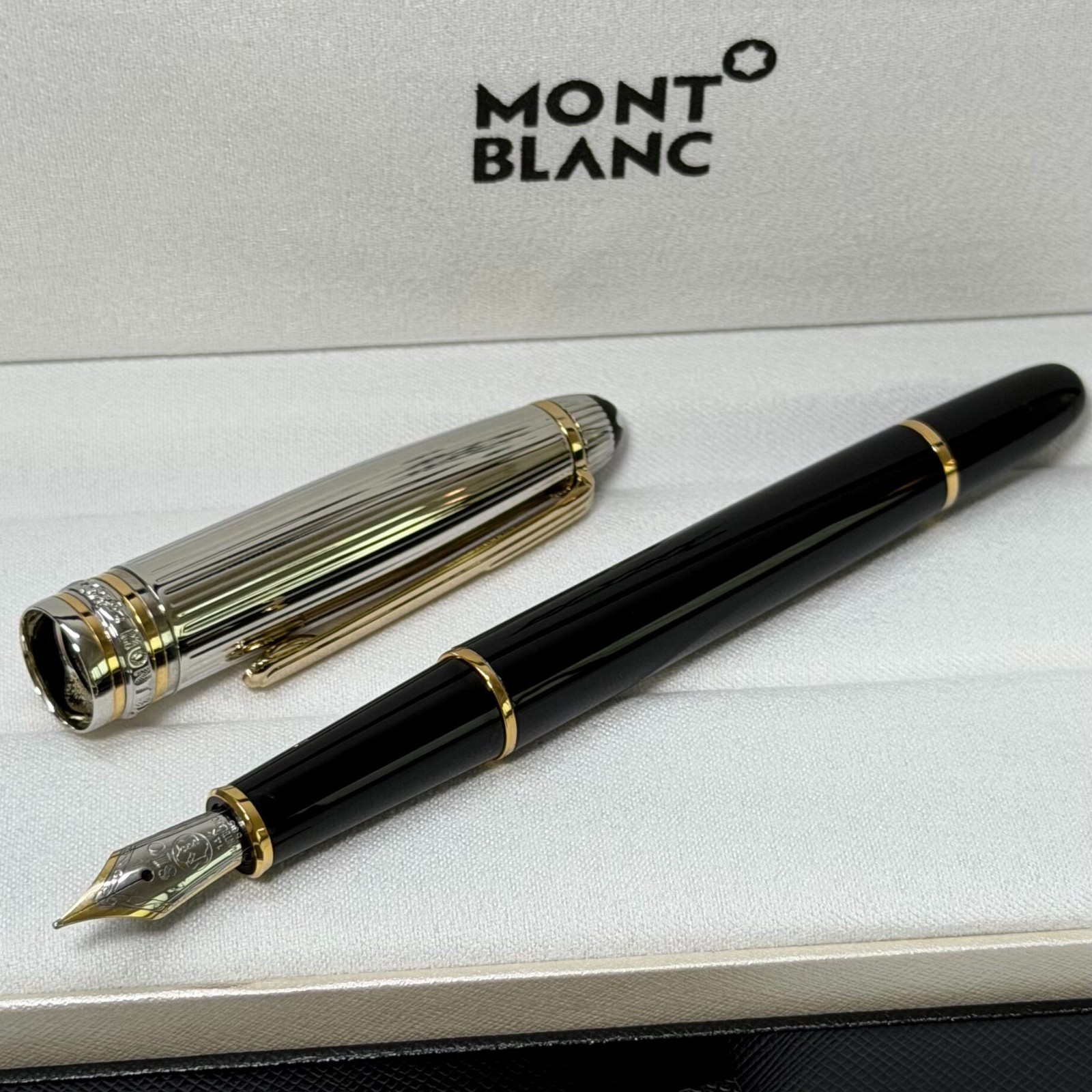 MB Meisterstück Solitaire Doué Sterling Silver Gold-Plated Fountain Pen With Box