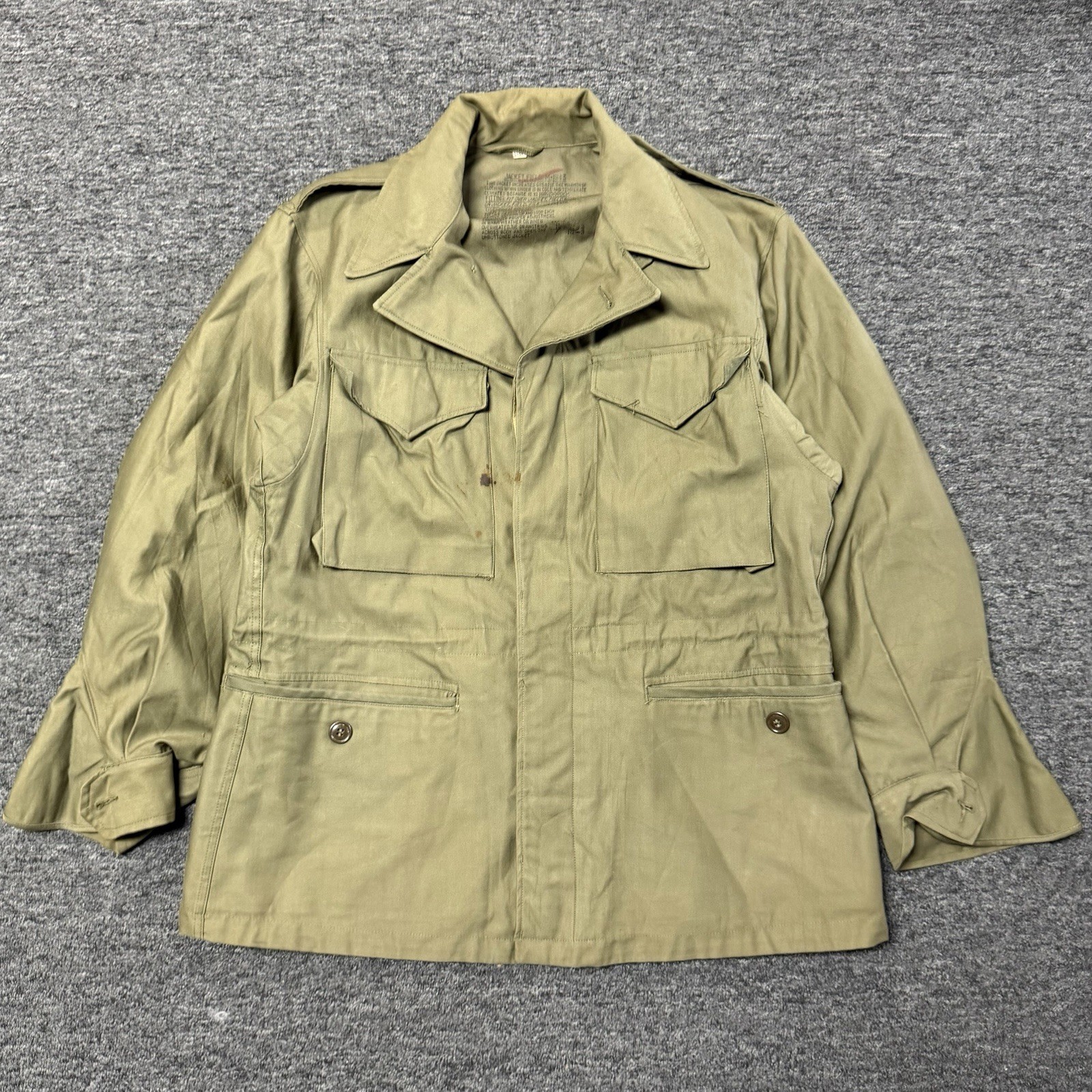 Vintage RARE 40s US Army WWII Military Green Workwear Field Jacket Mens Sz 38R