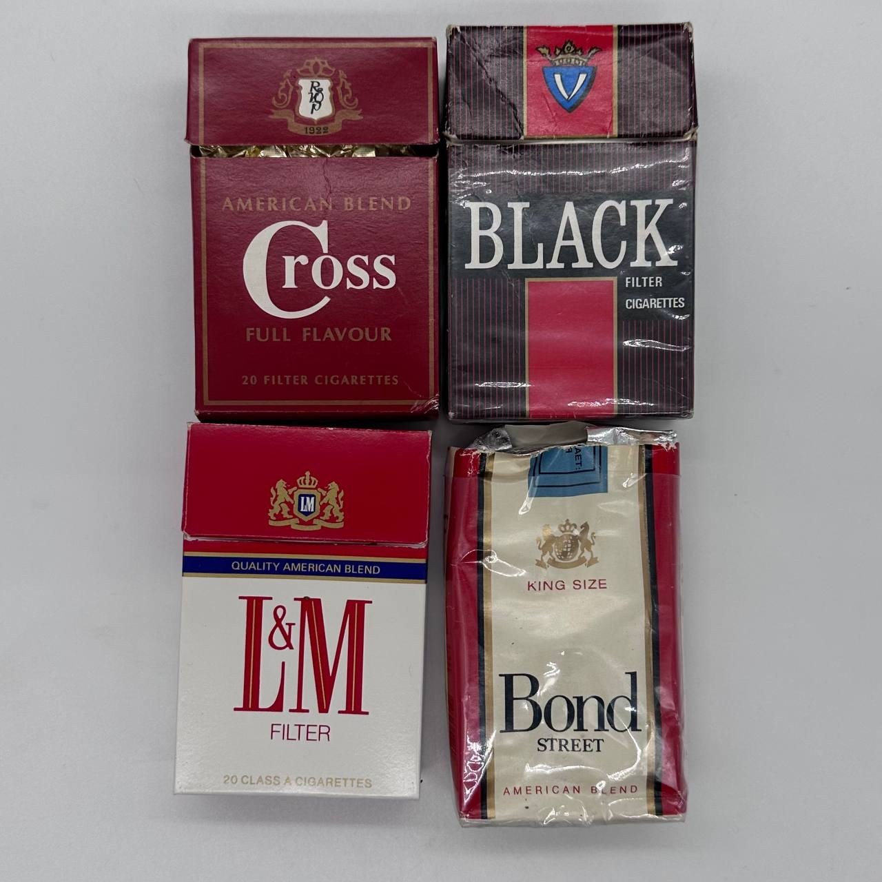 4 Vintage Empty Cardboard Boxes Cross Black LM Bond Street 1990s No Tobacco