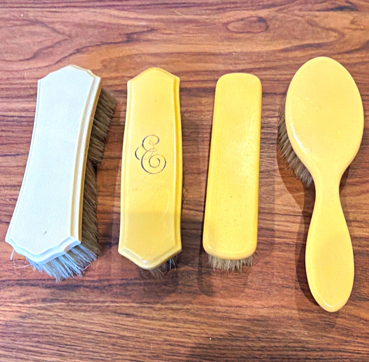 Vintage DuBarry Pyralin French Ivory Celluloid Vanity Lot 4 Art Deco Monogram E