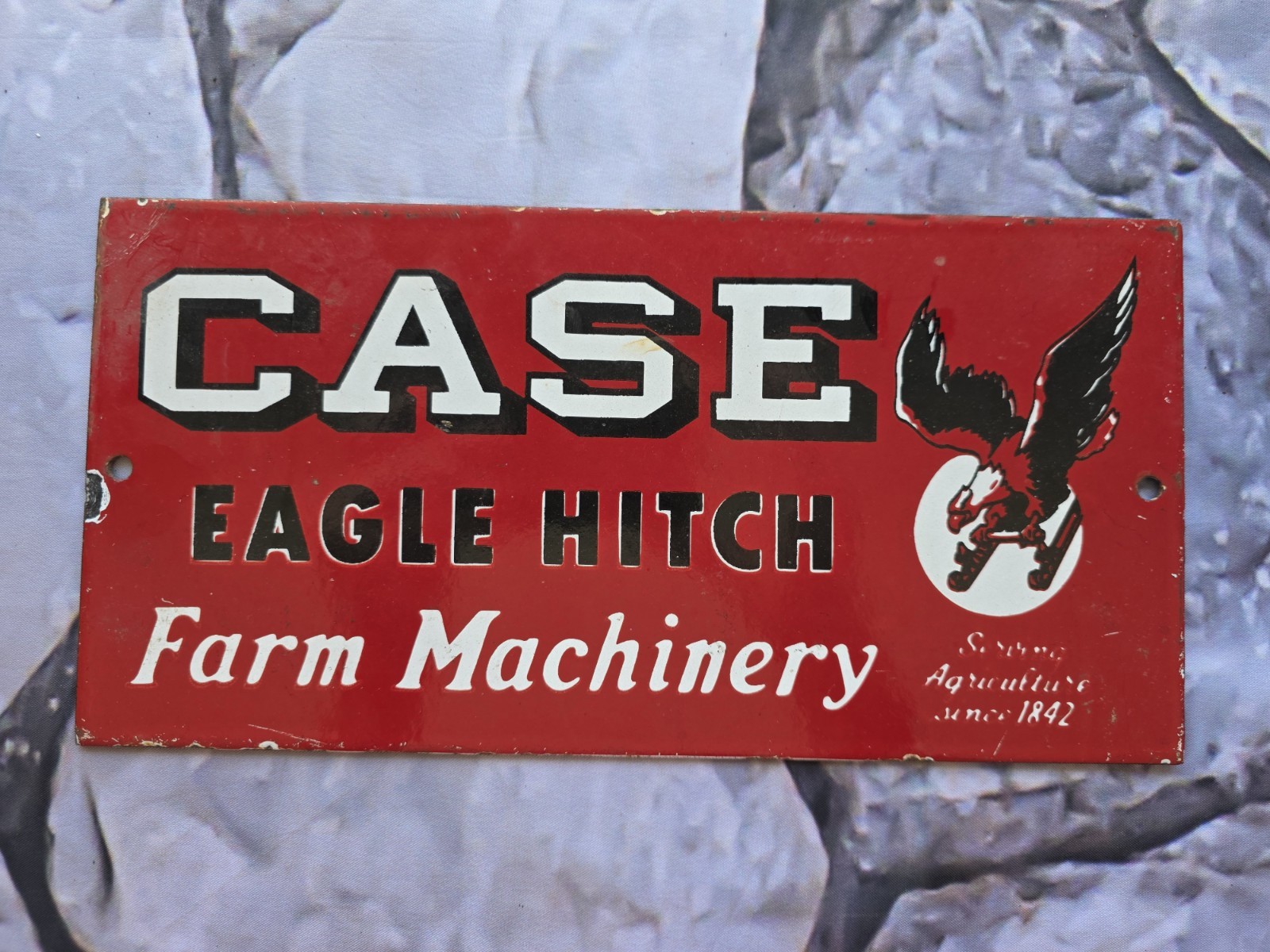 LARGE VINTAGE CASE TRACTORS EAGLE PORCELAIN FARM MACHINE SIGN 12\