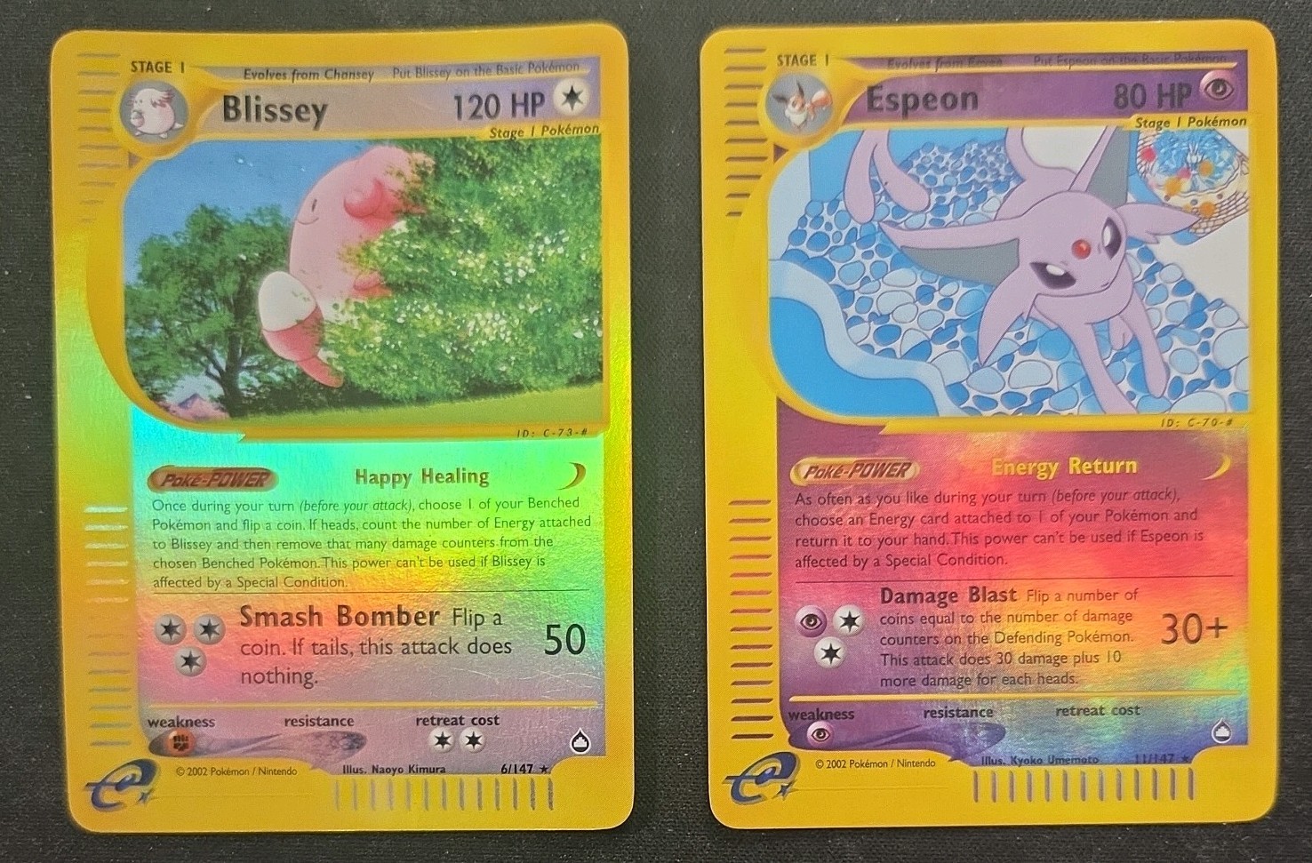 Pokemon Aquapolis Vintage 2003 Bundle 2 Cards - Reverse Holo - Blissey - Espeon