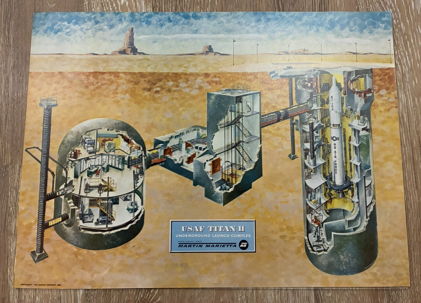 Vintage 1961 USAF Titan II Underground Launch Complex Cutaway Illustration RARE