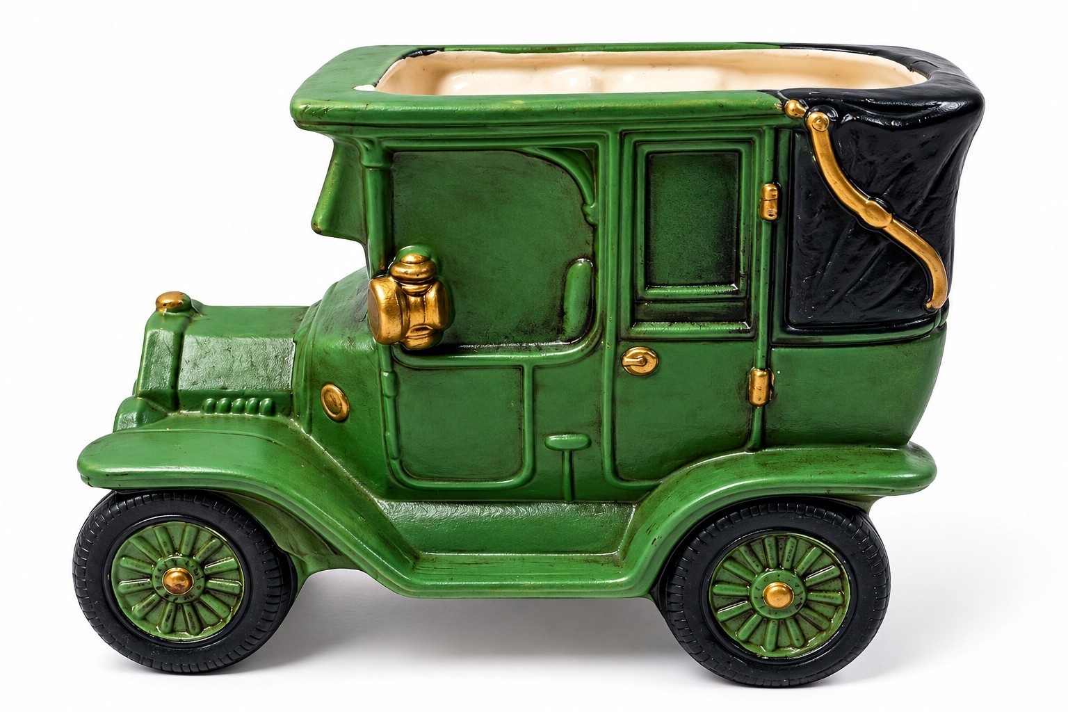 Vintage Napcoware C-9082 Car Planter Ceramic Japan Green Antique Auto MCM