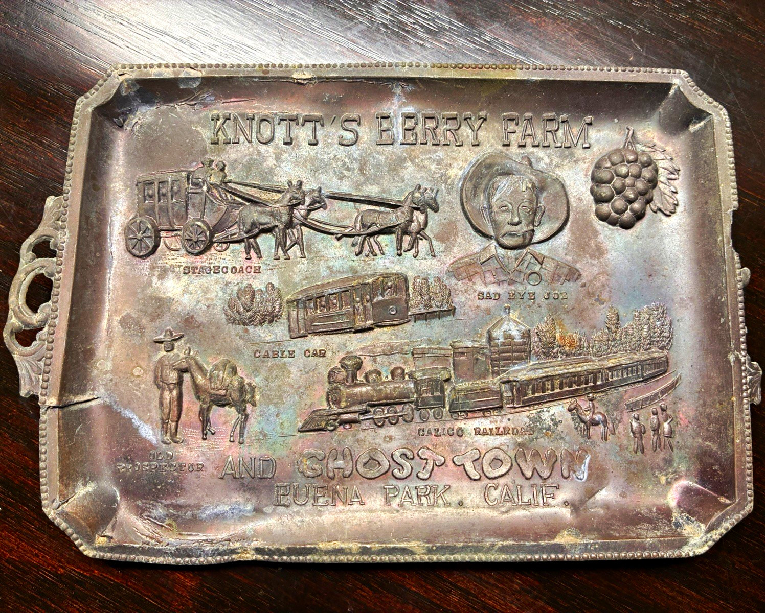 Knott\'s Berry Farm Ghost Town Buena Park Calif Embossed Metal Serving Tray