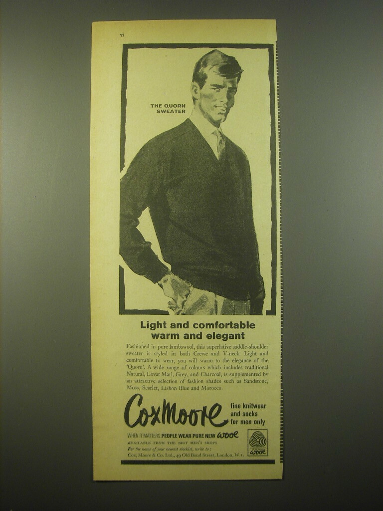 1966 Coxmoore Quorn Sweater Ad - Light and comfortable warm and elegant