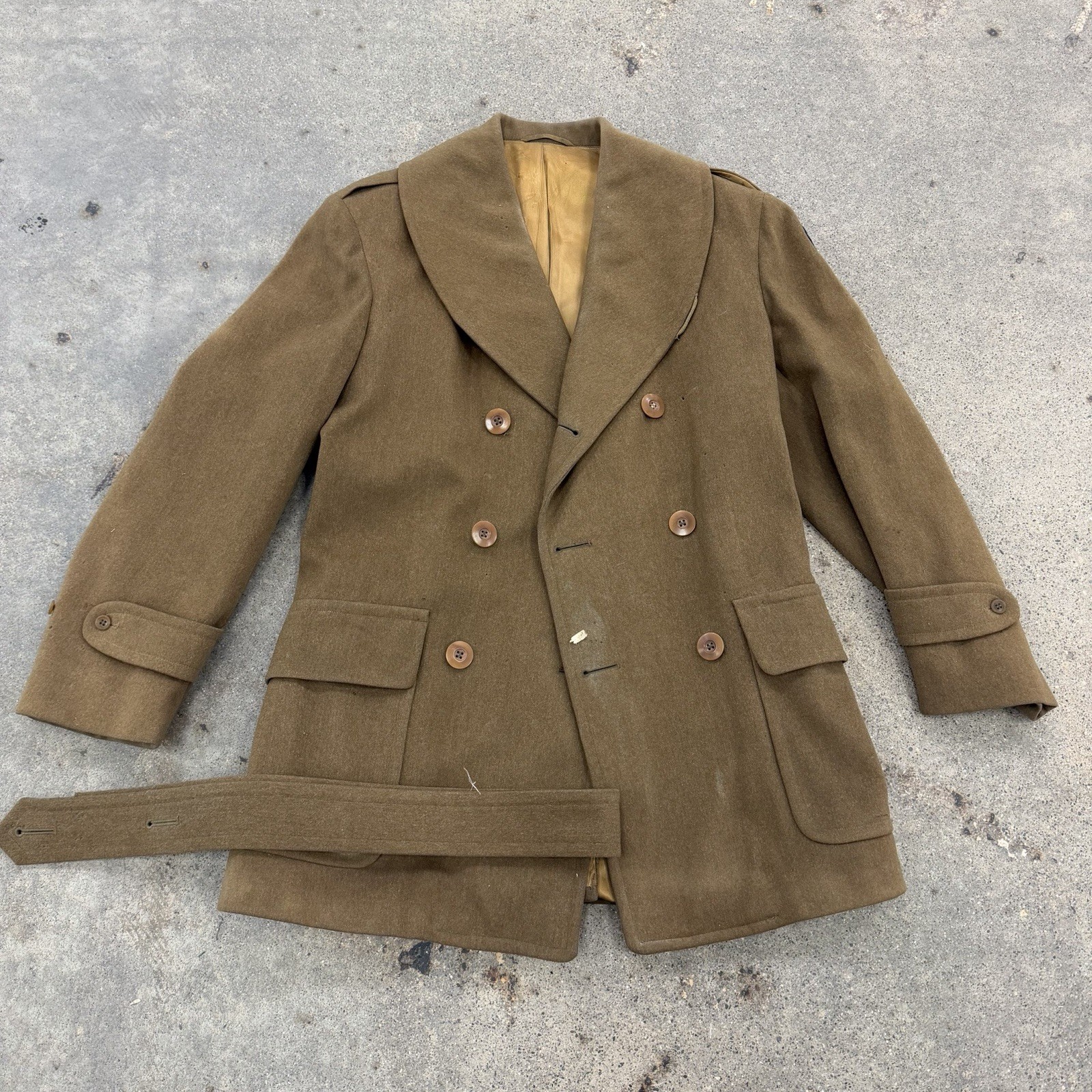 WWII Officers Mackinaw Overcoat Dated 1941 38R *SEE FLAWS/MOTH HOLES)