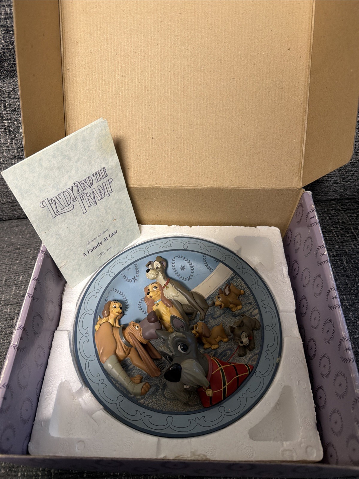 Disney Lady & the Tramp A Family At Last 1995 Collector Plate #3729 Of 7500