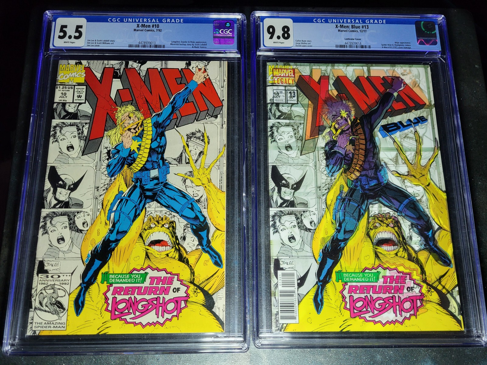 1992 X-MEN#10 5.5 & X-Men #10Blue #13 CGC 9.8 (2017) Lenticular
