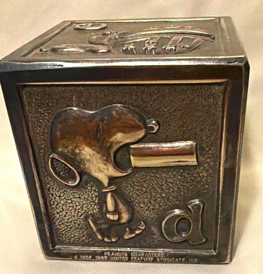 Leonard Lenmark Silverplated Peanuts Snoopy ABC Block Piggy Bank