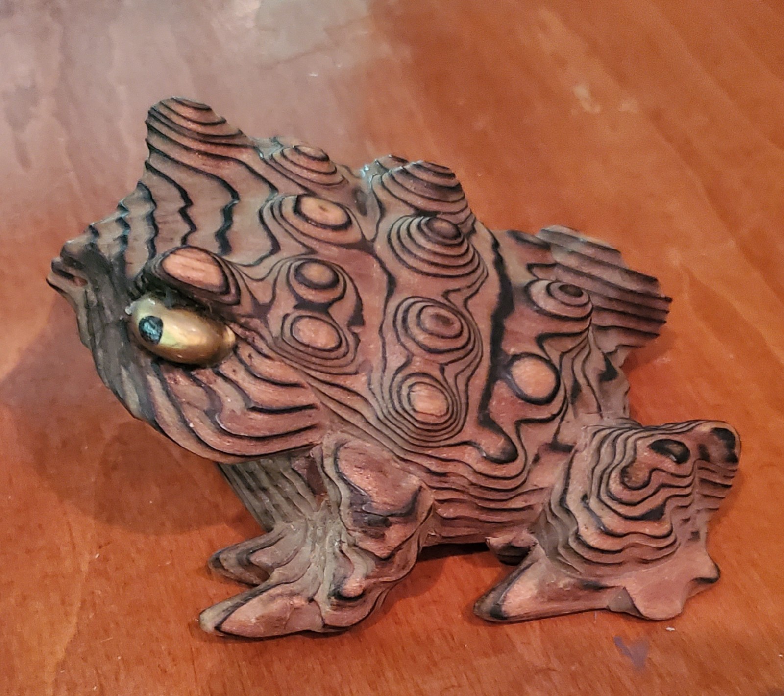 Rare Vintage Hand-Carved Sugi Cryptomeria Frog Toad Japan Very Unique Wooden