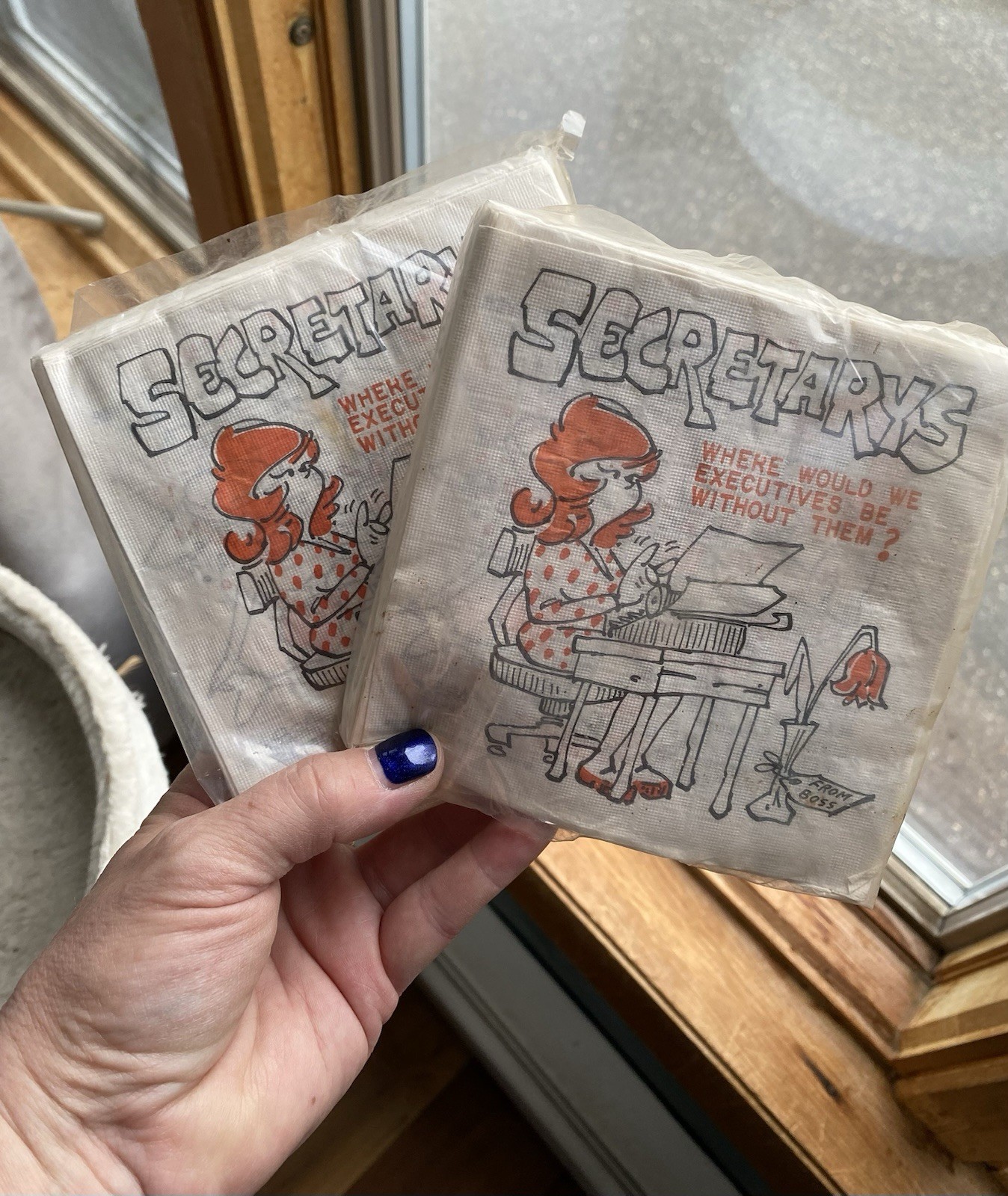 Vtg  novelty Cocktail napkins by Collins Fun Napkins ‘Secretary’ 2- 35 Ct NOS