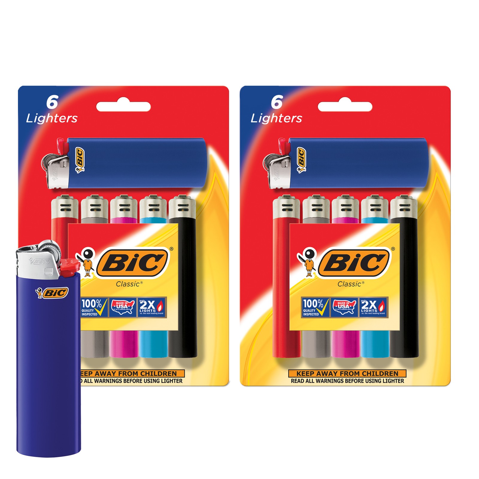 BIC Classic Lighters, Assorted Colors, 12-Pack of Lighters (Packaging May Vary)