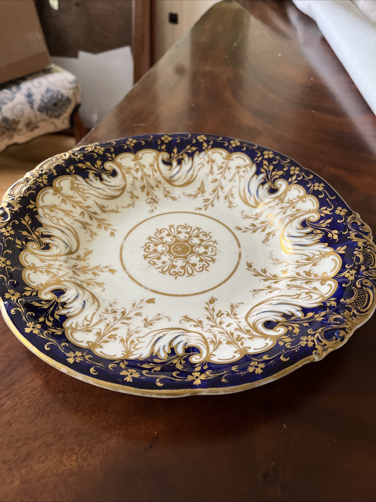 Copeland Porcelain 10” Plate with Cobalt Blue & Extensive Gilt Decoration, 1895