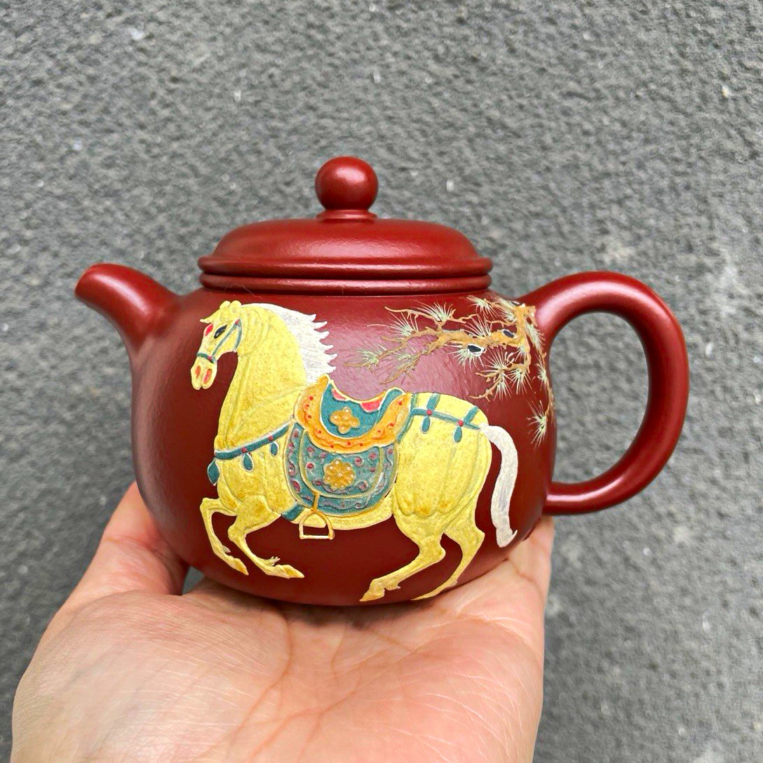 Handmade Yixing Zisha Paozun Teapot Yang Junbao, Dahongpao Clay 230cc