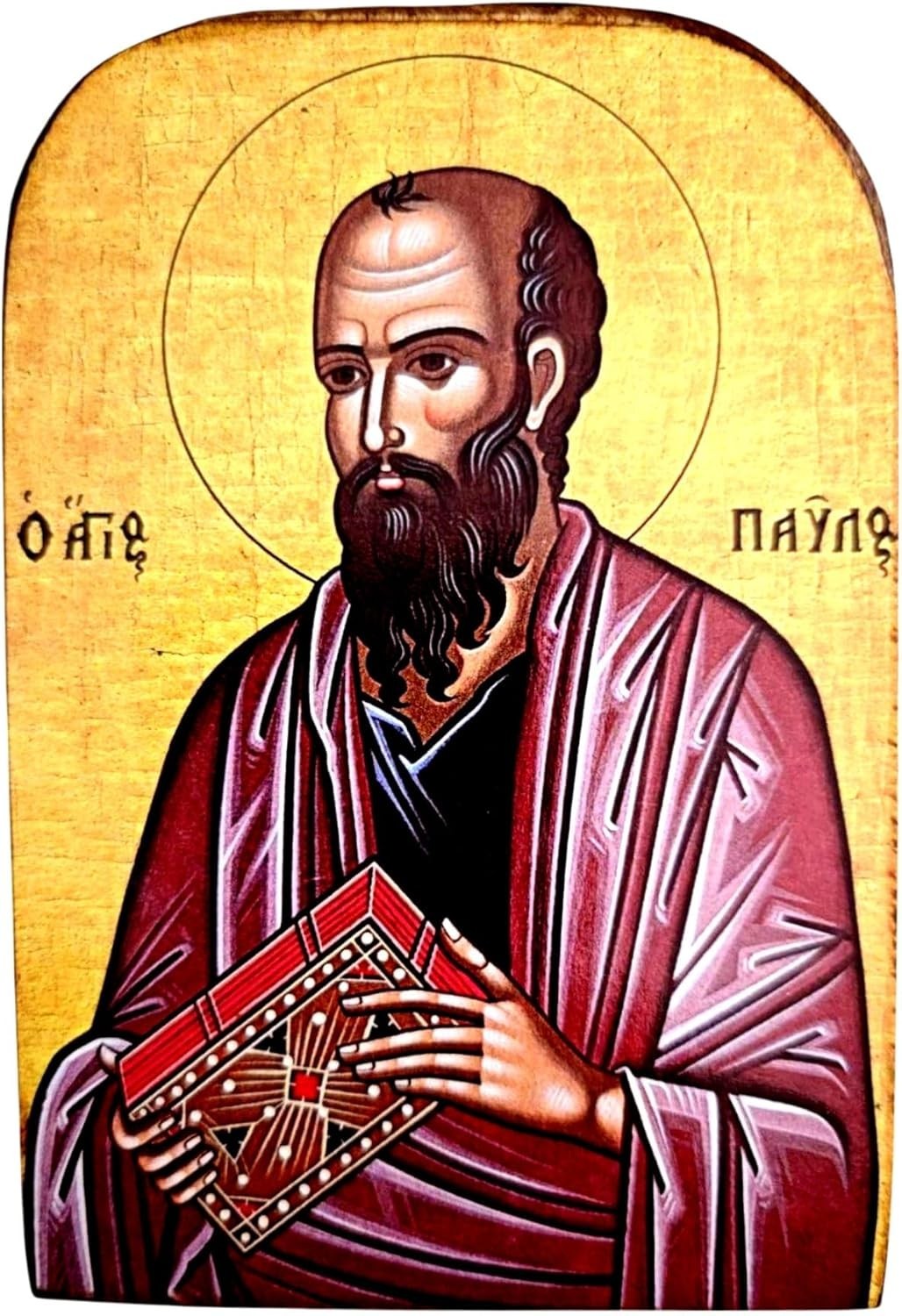 Saint Paul Orthodox Wood Icon Handmade Byzantine Greece 13x9cm 5.1x3.5in