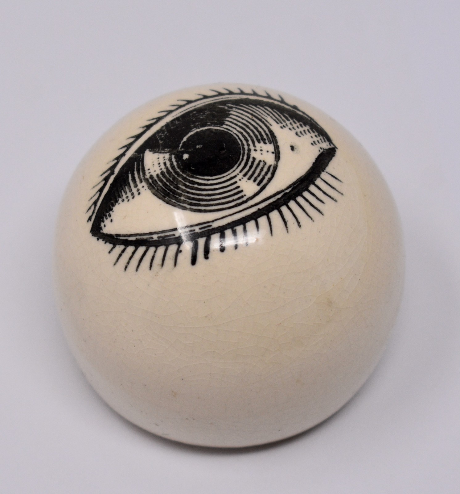 Vintage MCM Piero Fornasetti Ceramic Eyeball Paperweight