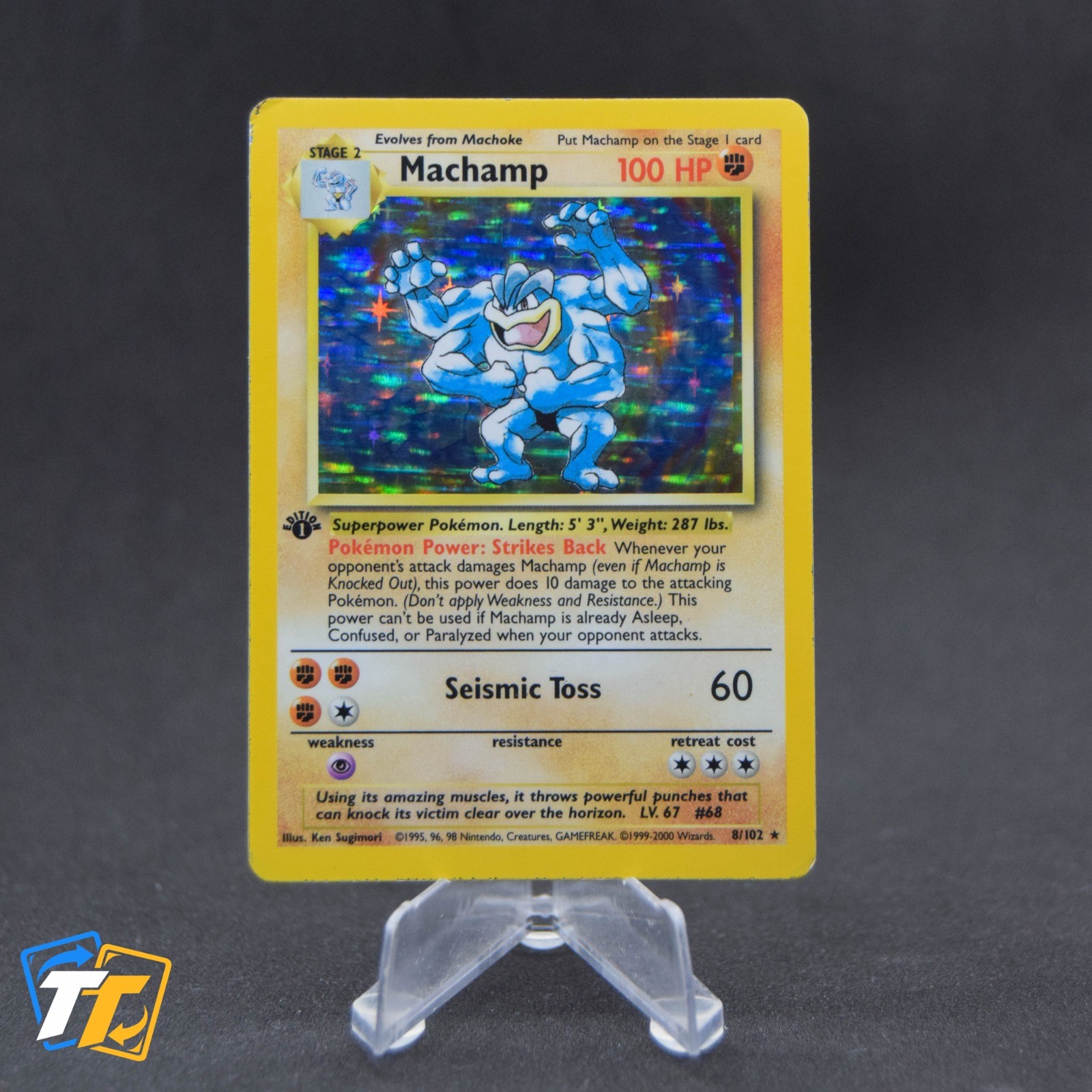 Machamp Holo Base Set 4th Print 1999-2000 8/102 MP Pokemon
