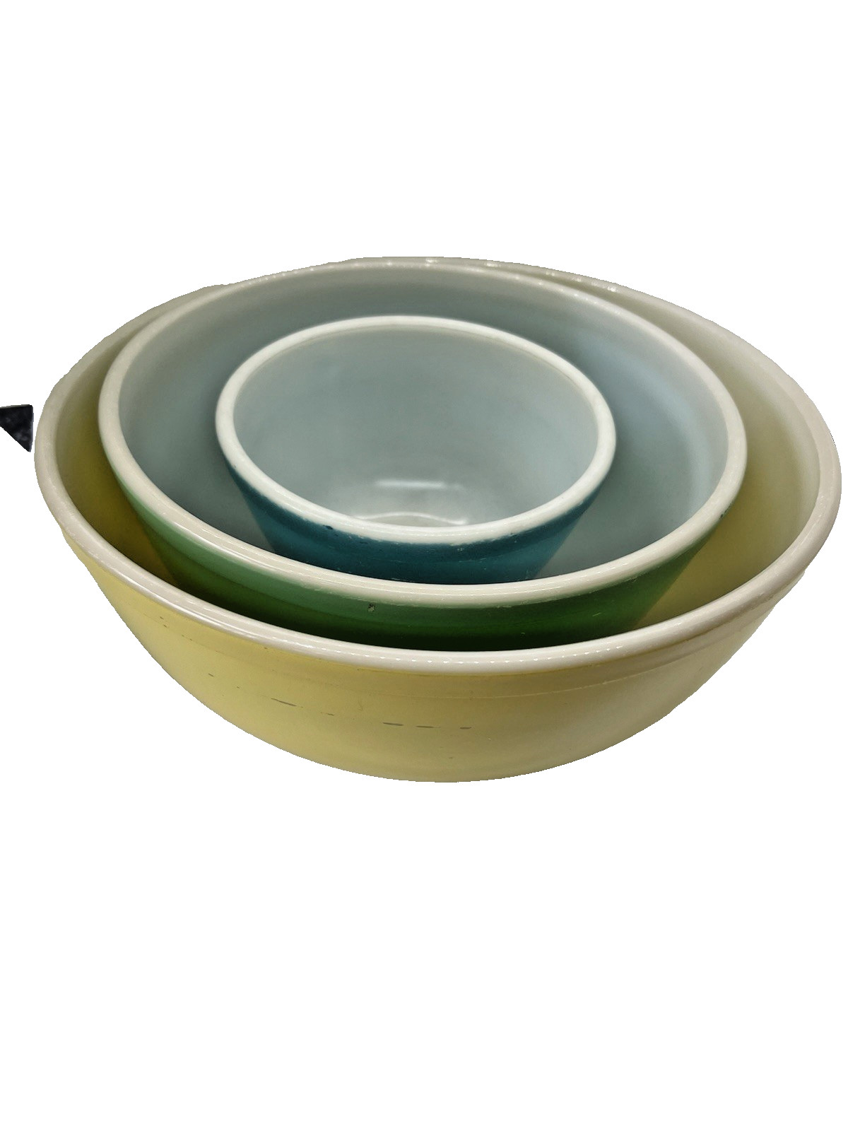 Vintage 1940s RARE PYREX Primary Nesting Mixing Bowls Set of 3 Not Numbered