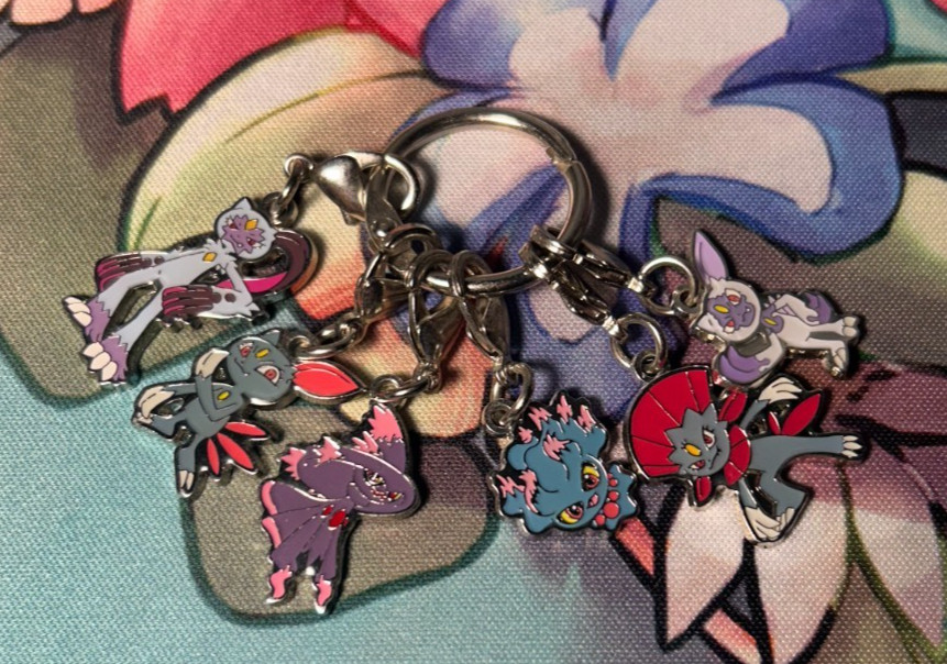 Pokemon Center Japan Metal Charm Misdreavus Sneasel Sneasler Weavile 6 Set