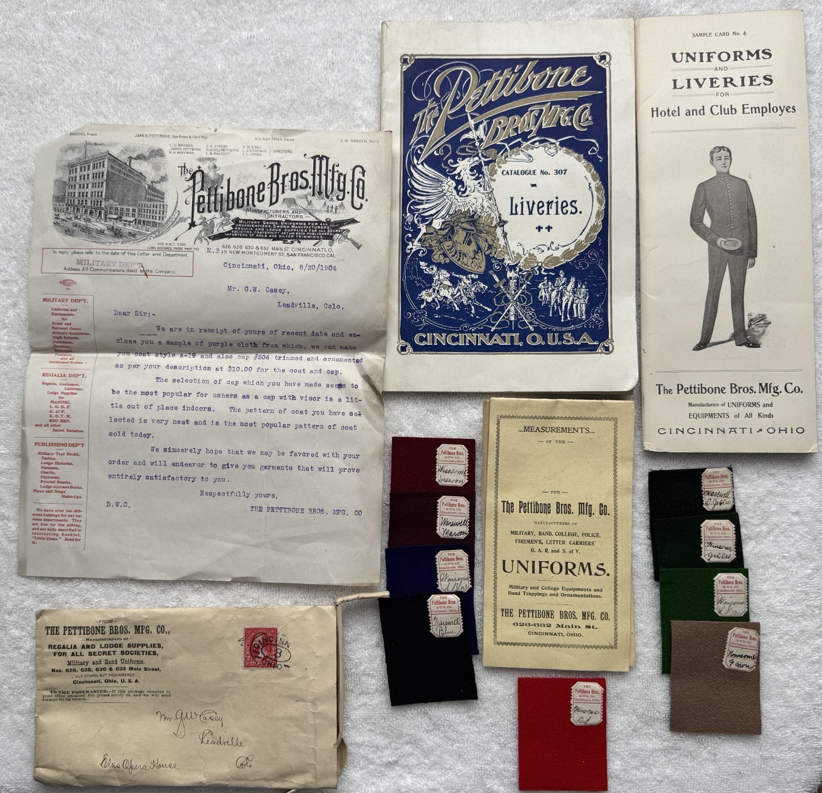 1904 Pettibone Bros Uniform Catalog Samples Elks Opera House Leadville CO