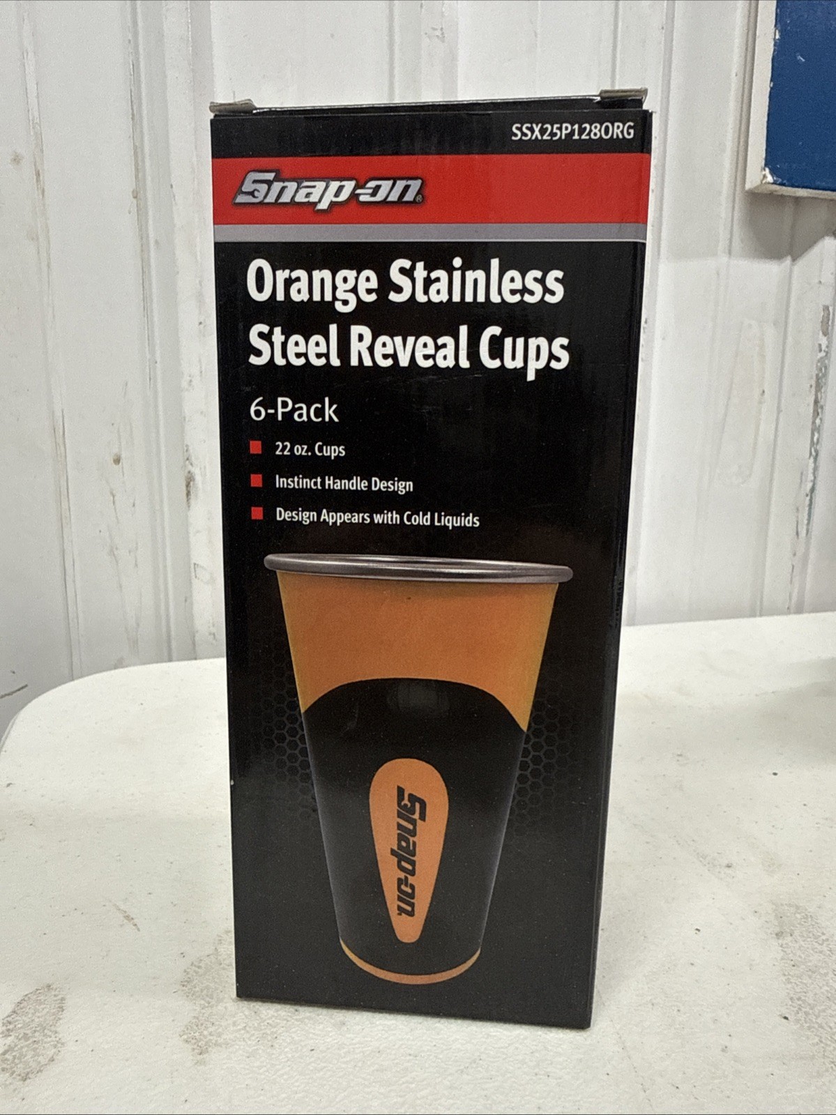 6pk Snap-on Orange Stainless Steel Reveal Cups 6-Pack 22 oz