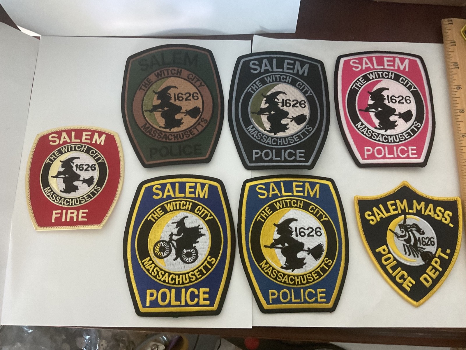 Salem Massachusetts Police,Fire Witch 7 Patches  collectable and new full size