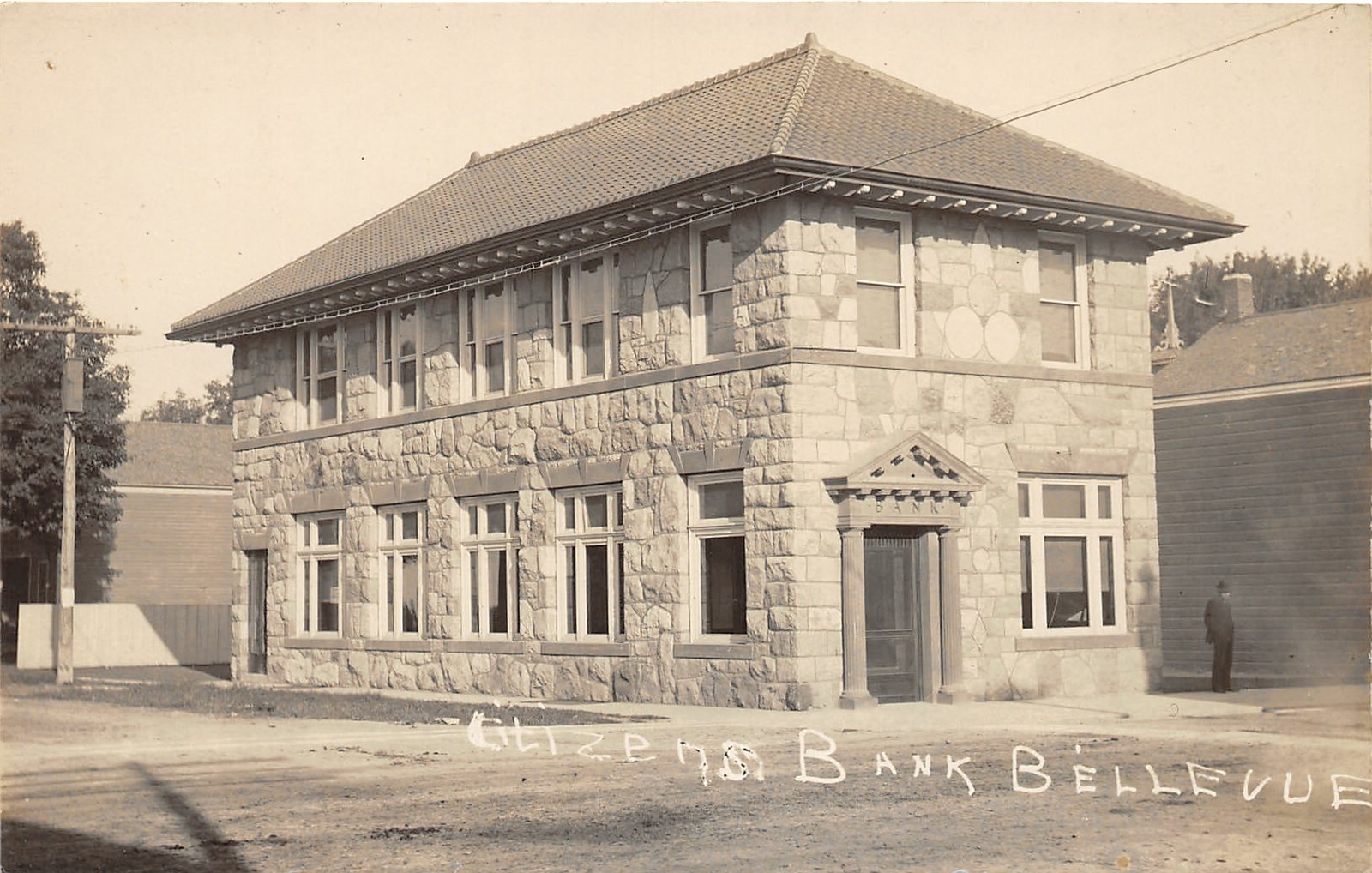 G98/ Bellevue Michigan RPPC Postcard c1910 Citizens Bank Building