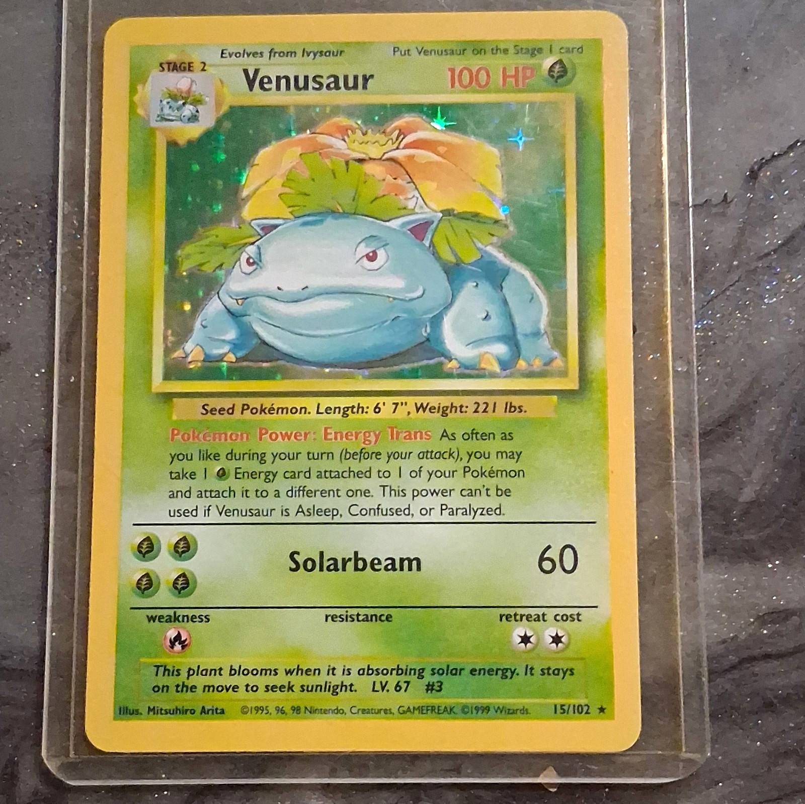 Pokemon 1999 Base Set 2 Venusaur Holo Rare #15/102 Trading Card