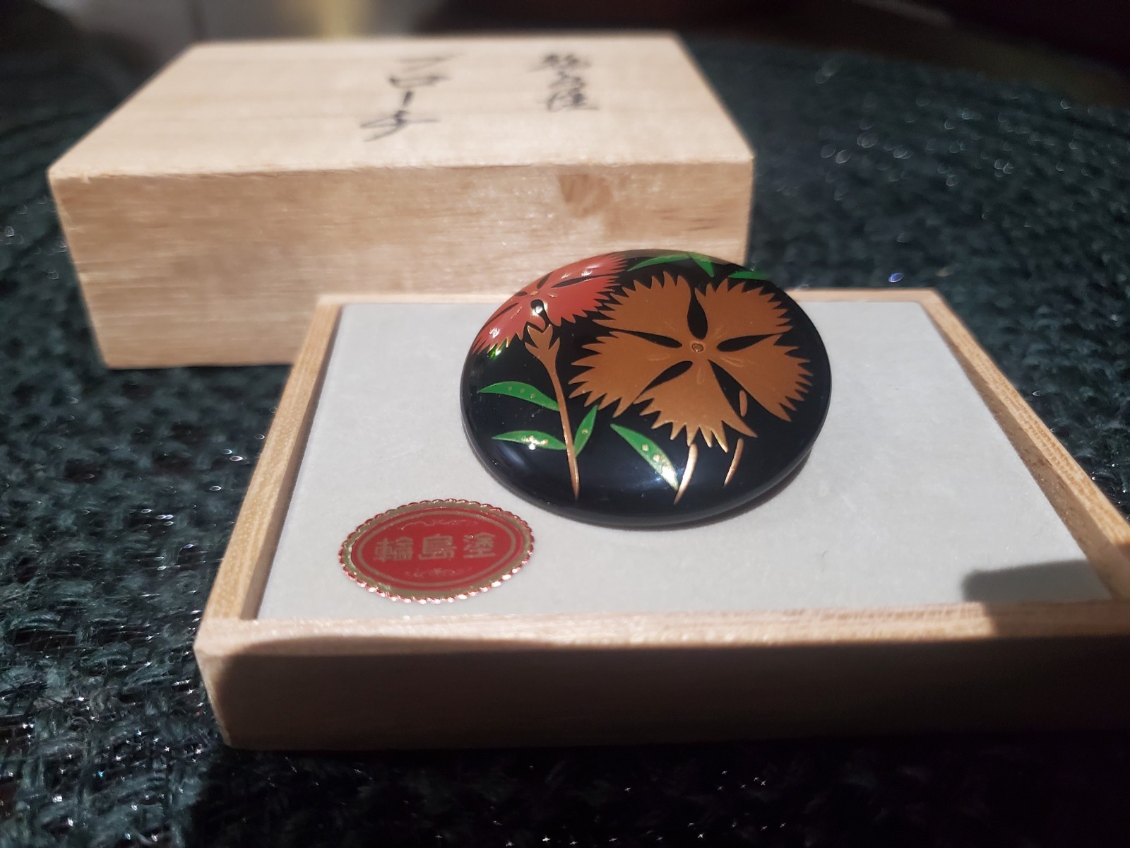 Japan Wajima Lacquer Brooch Corsage Flower Traditional Crafts Obi dome 