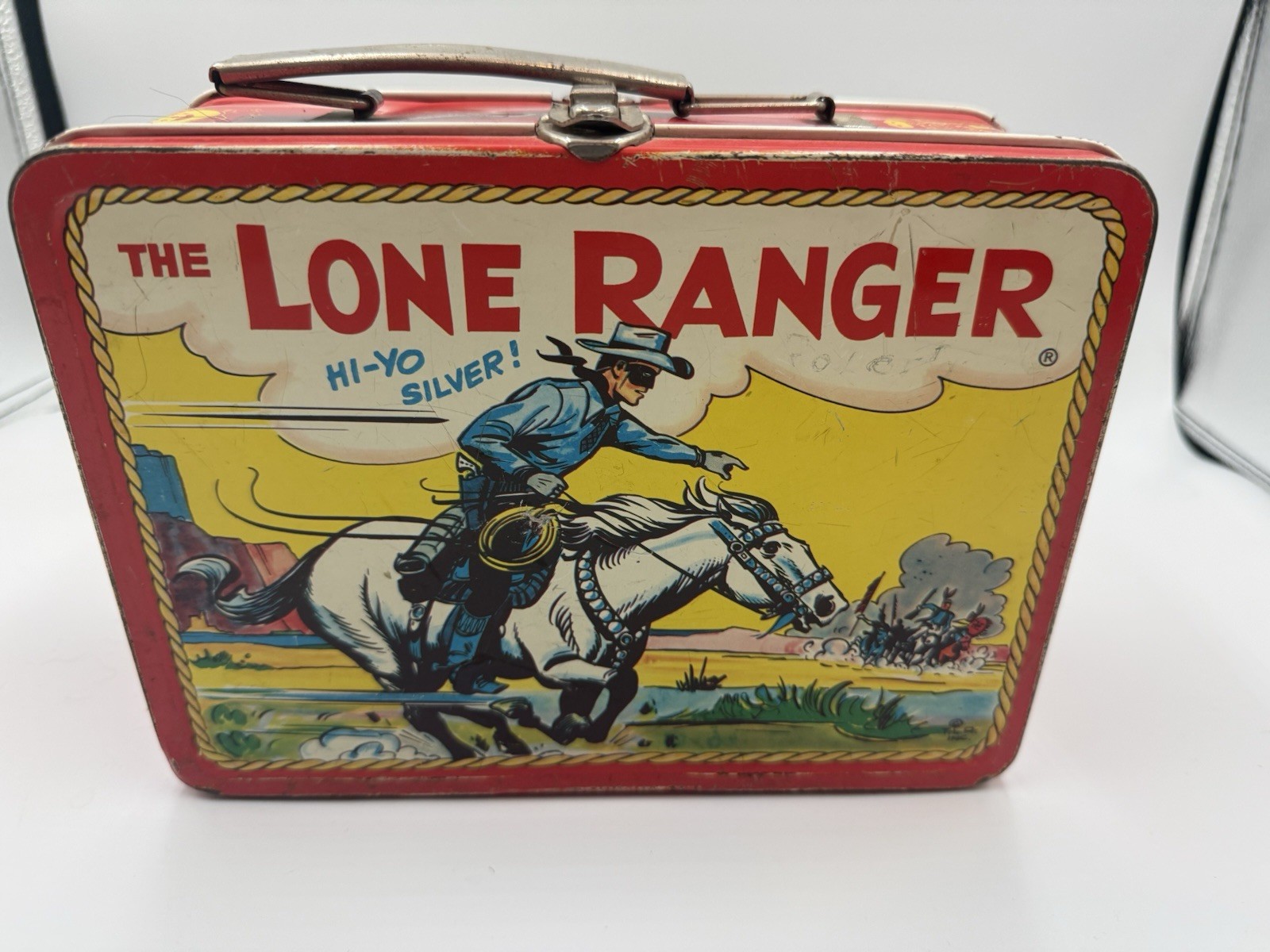 1954 Lone Ranger ADCO Liberty Metal Lunch Box Tonto Silver Vintage Western