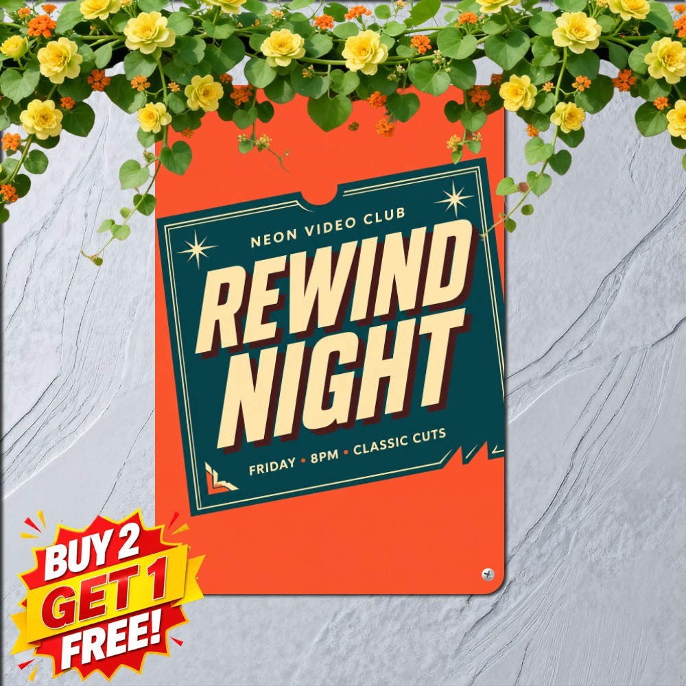 Retro Video Movie Rental Store Plaque Metal Tin Sign Cinema Room Wall Decor
