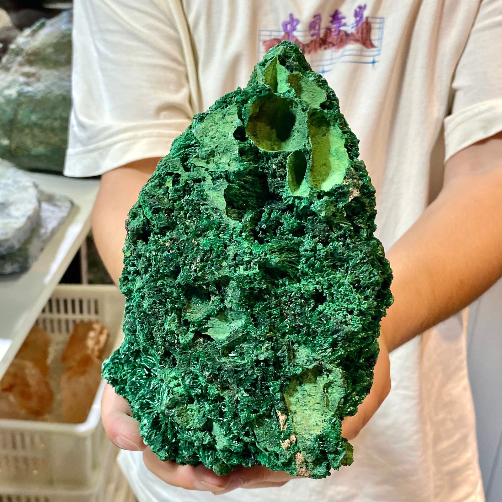 4.87LB Large AAA Natural Green Malachite Quartz Crystal Gemstone Rough Specimen.