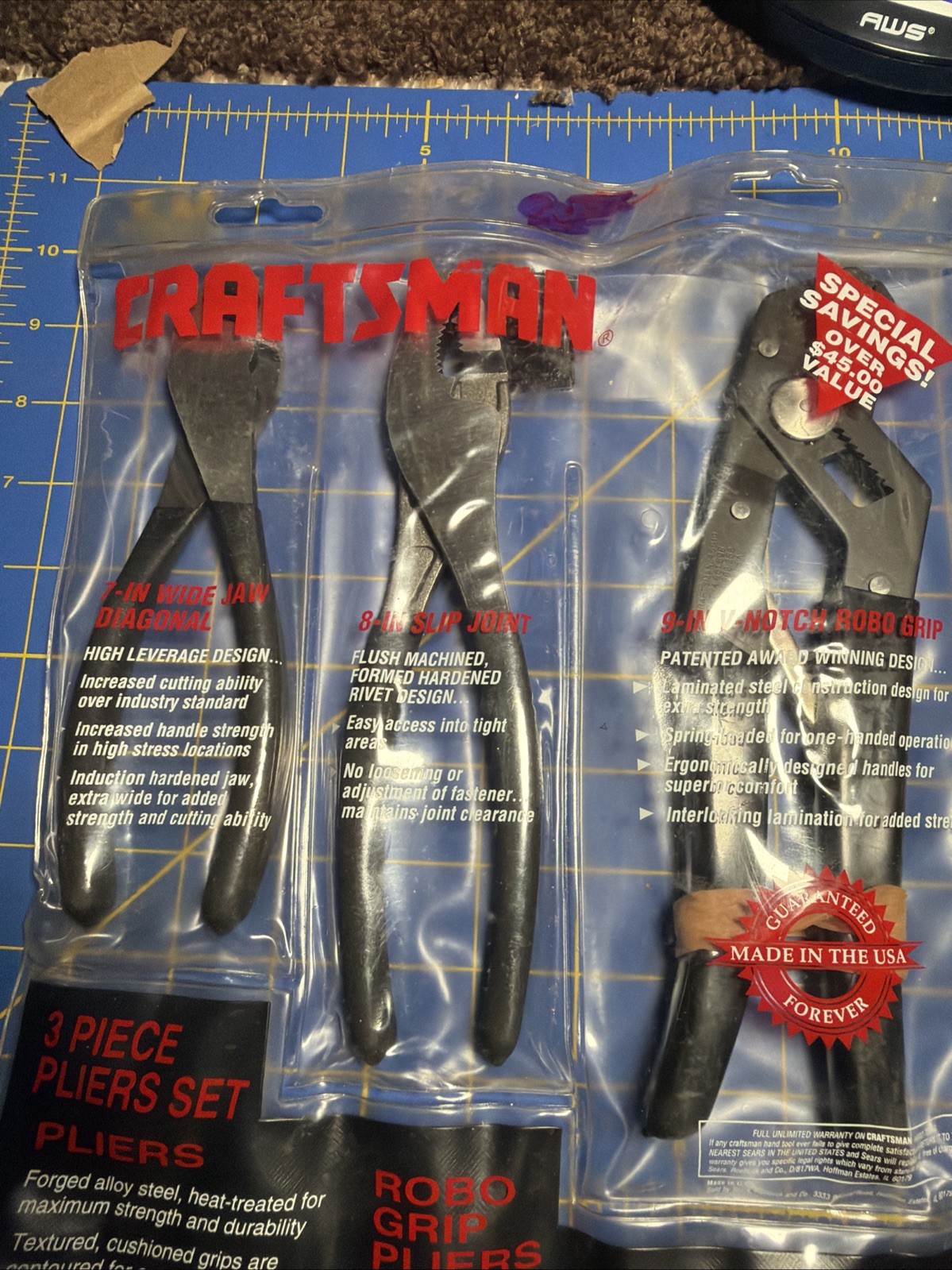 Sears Craftsman USA Nos Special 3pc Plier Set USA Made