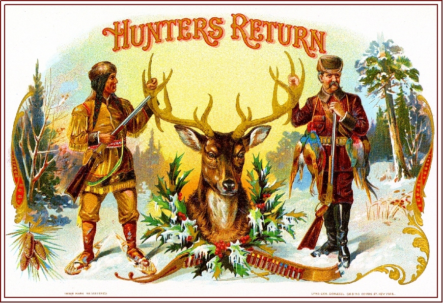 1899 Hunters Return Stag Deer Smoke Vintage Cigar Tobacco Box Crate Label Print