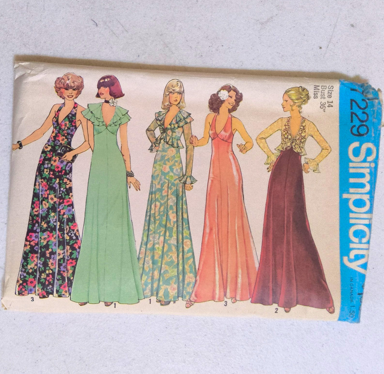 Vintage Simplicity 7229 Pattern Misses Halter Dress & Unlined Jacket New Uncut 