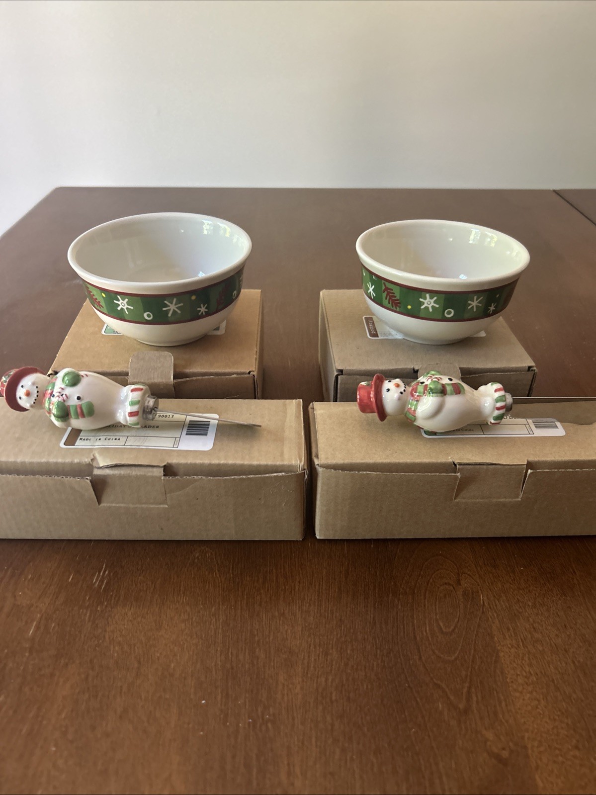 LONGABERGER 2 Holiday Dip Bowls 30021 and 2 Holiday Spreaders 90013 - NIB