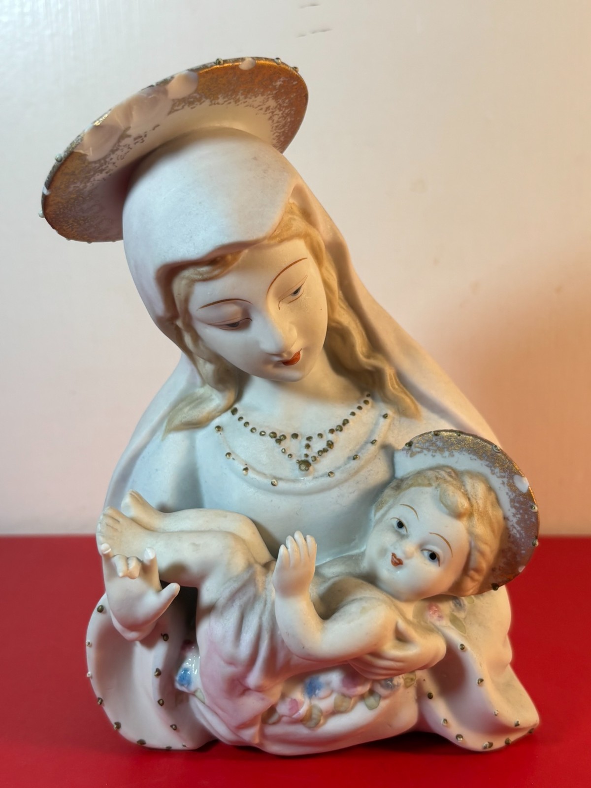 Vtg Lefton China Madonna And Child Jesus Hand Painted 6\