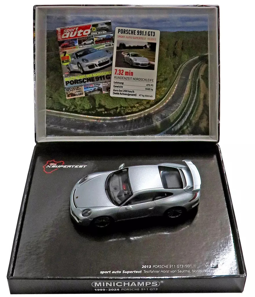 1/43 Minichamps Porsche 911 991 GT3 2012 Diecast Model Silver 410062025