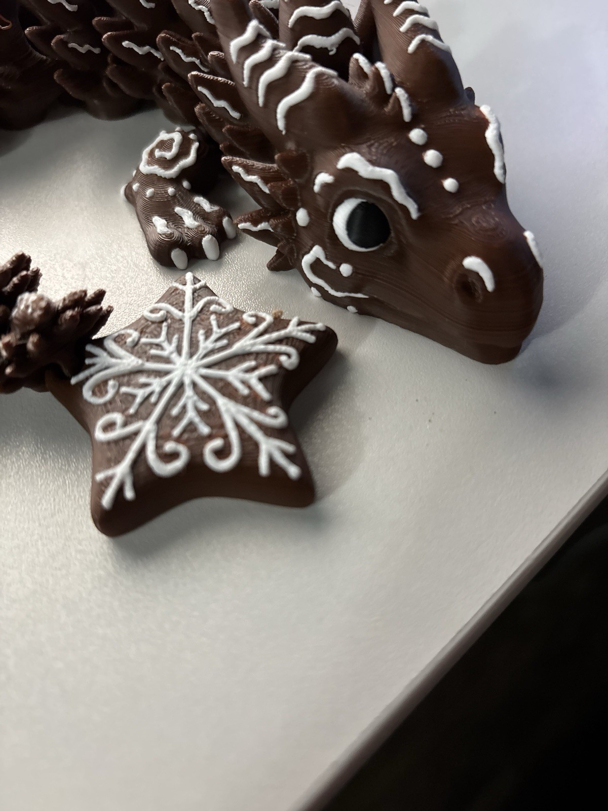 Articulated Flexi Christmas Dragon 3D Printed Holiday Fidget Toy Festive Decor