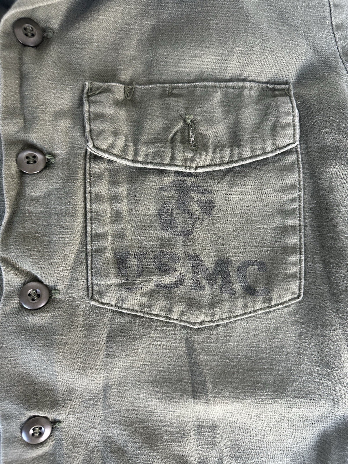 Vintage USMC Vietnam War 74 OG-107 Cotton Sateen Shirt Jacket Army Named