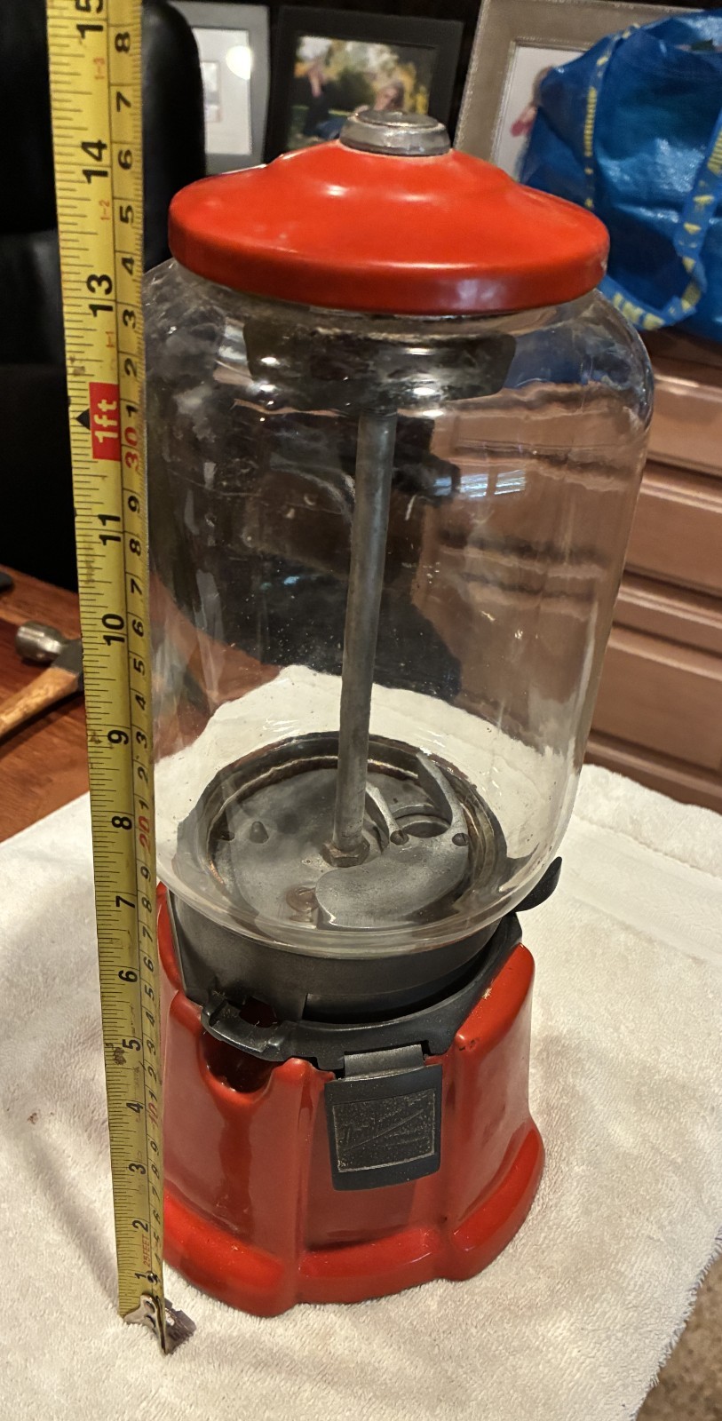 VTG Antique Northwestern Gumball Machine Red Porcelain Candy
