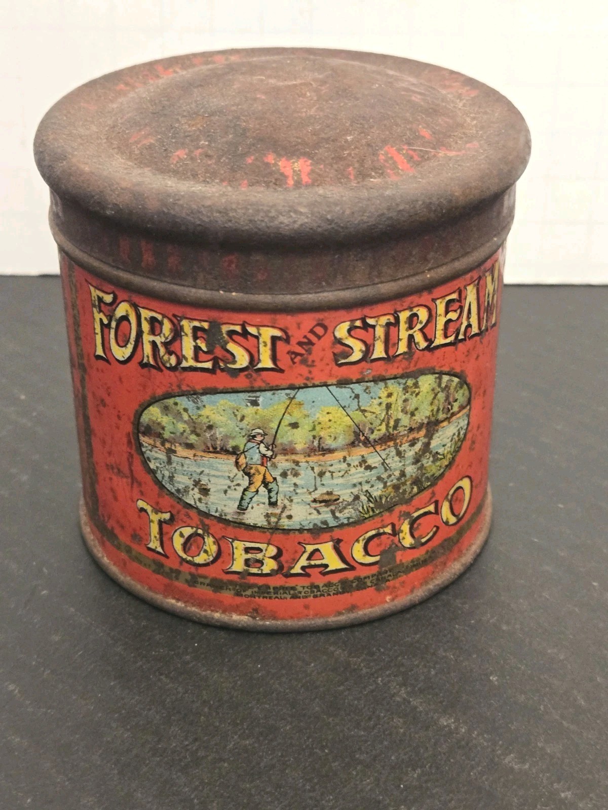 Scarce Forest and Stream Tobacco Canister - Small Size - Rare Early Tin