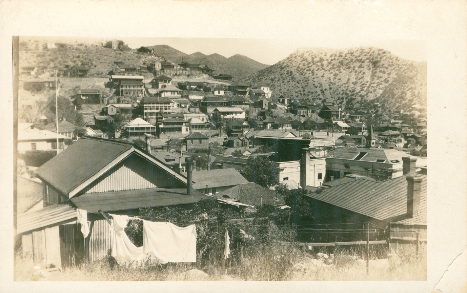 Bisbee, AZ Arizona RPPC Postcard,  Hillside Houses Mining Town from High School