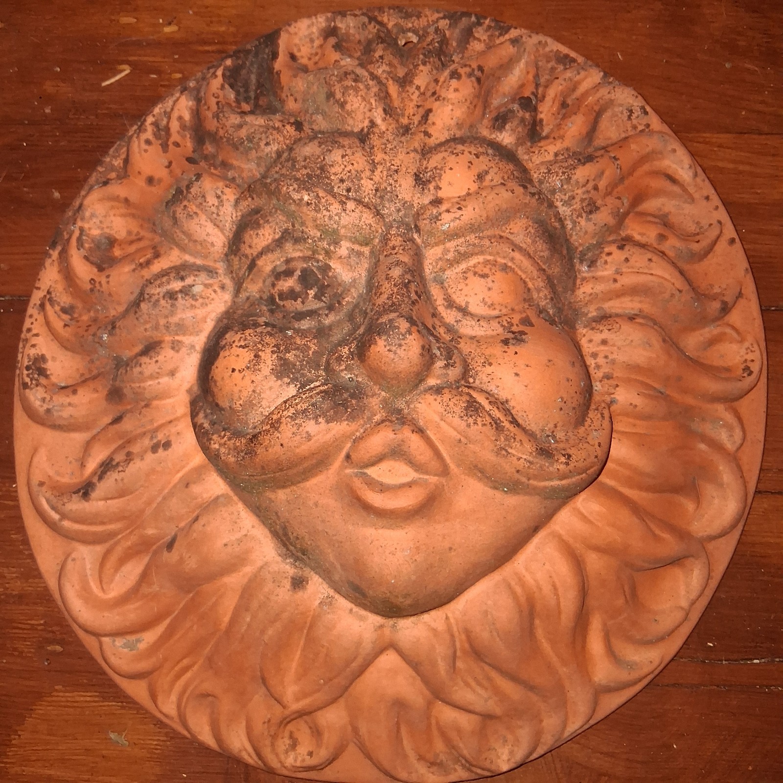 Vint Terra Cotta Hanging Garden Sun Face 11 1/2 “