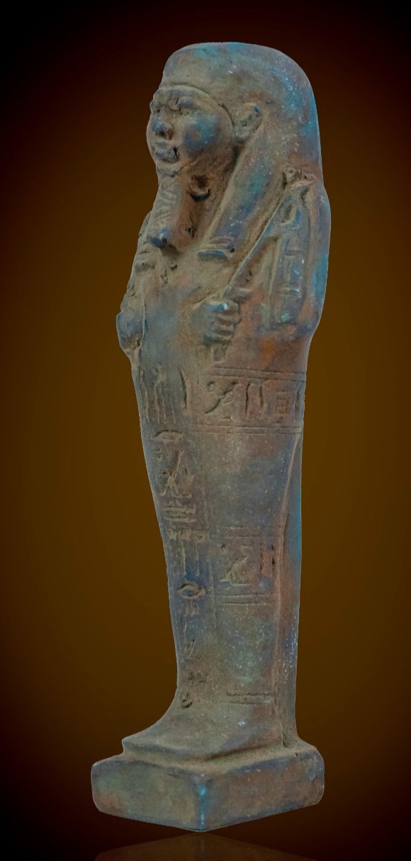 Ancient Egyptian Ushabti Statue Rare Blue Faience Pharaoh Artifact Figure