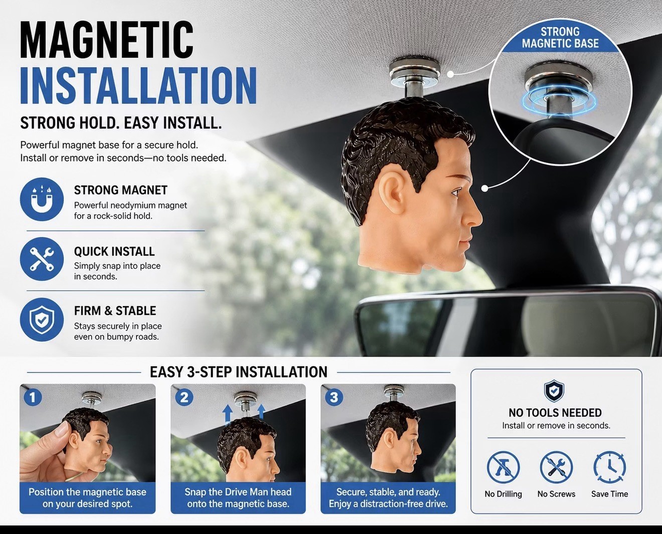 Fun Magnetic Mini Head Figurine Car Interior FSD Nag Ornament Decor