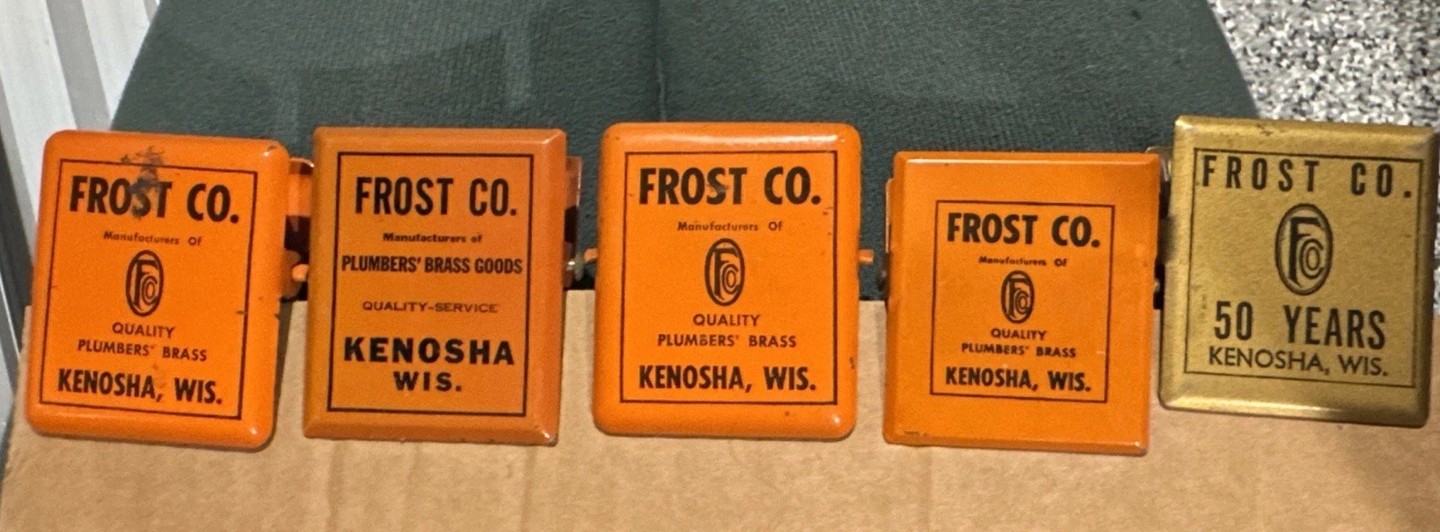 VTG RARE Metal Advertising Clip Frost Co Kenosha Wis. Quality Plumbers Brass. 5